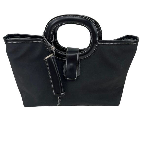 ESTÉE Lauder Black Satchel/Tote Bag with Matching Make-up/Lip Stick Case Fob - Picture 2 of 16